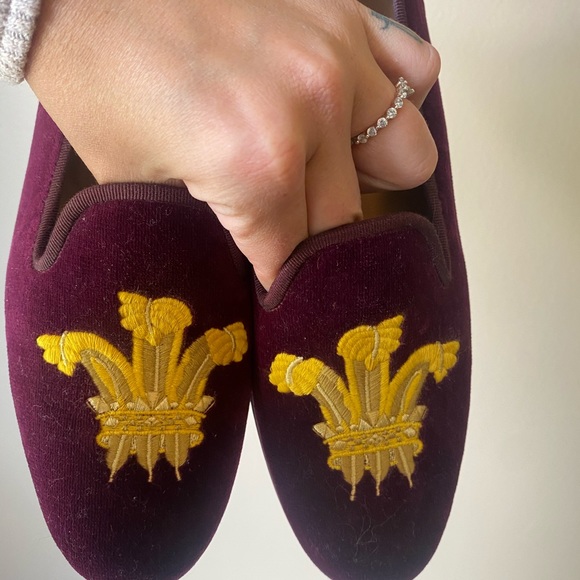 Stubbs & Wootton Fleur De Lys Velvet Smoking Loafer Women’s Size 7.5 - Picture 5 of 8